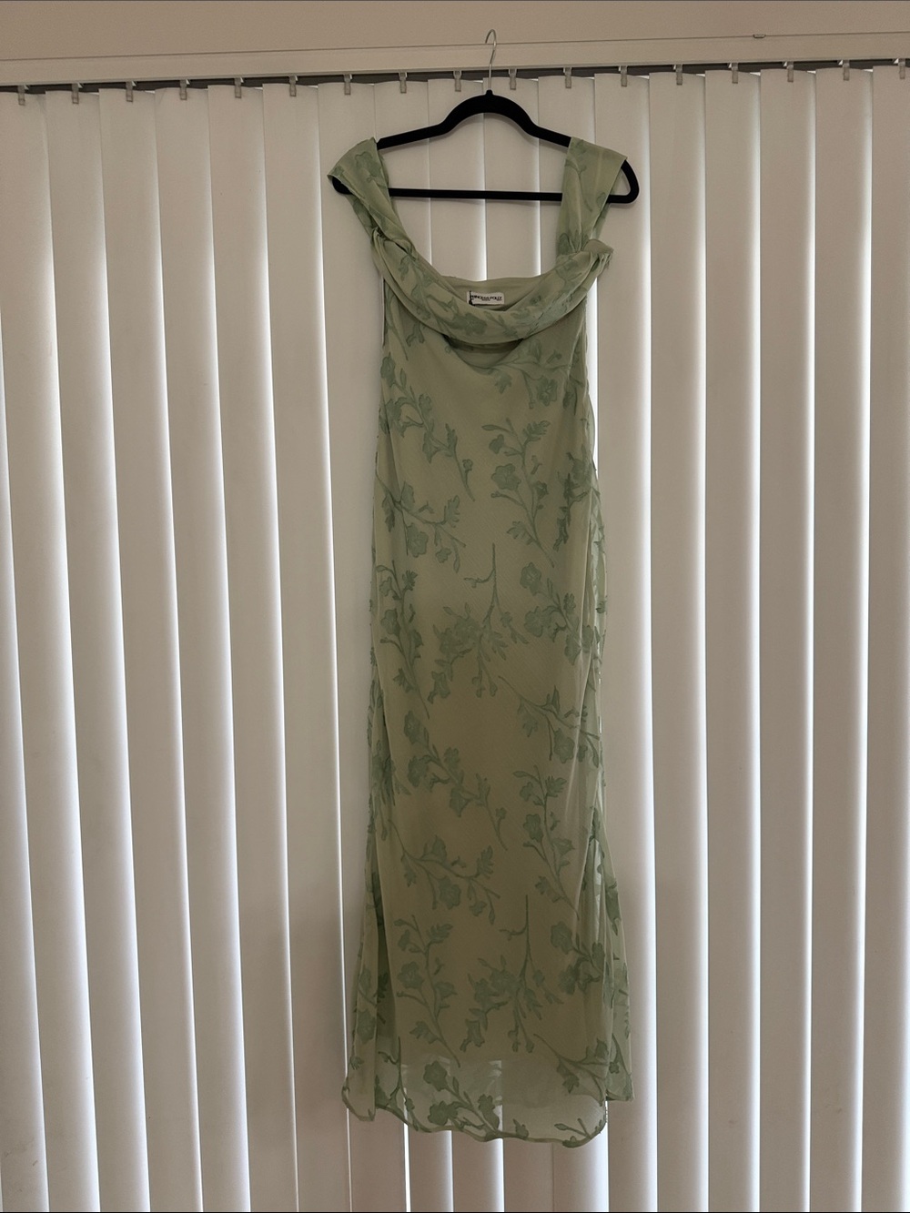 Princess Polly Mint Green Floral Cowl Neck Slip Dress